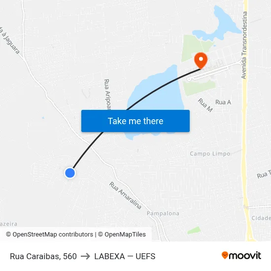 Rua Caraibas, 560 to LABEXA — UEFS map