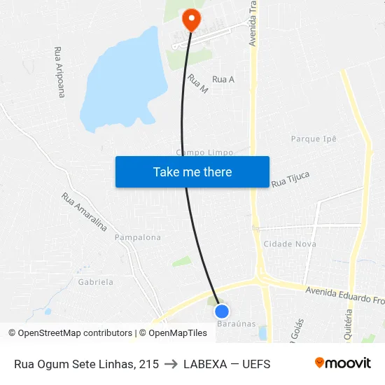 Rua Ogum Sete Linhas, 215 to LABEXA — UEFS map