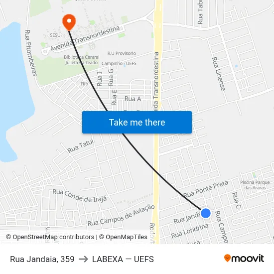 Rua Jandaia, 359 to LABEXA — UEFS map