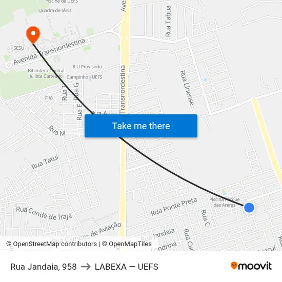 Rua Jandaia, 958 to LABEXA — UEFS map