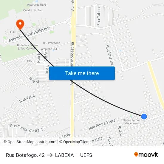 Rua Botafogo, 42 to LABEXA — UEFS map