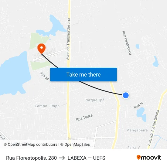 Rua Florestopolis, 280 to LABEXA — UEFS map