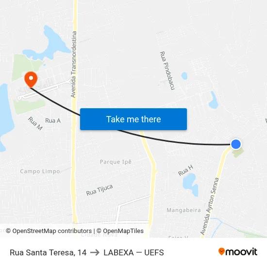 Rua Santa Teresa, 14 to LABEXA — UEFS map