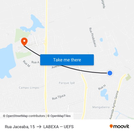 Rua Jaceaba, 15 to LABEXA — UEFS map