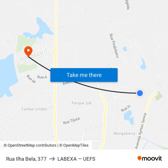 Rua Ilha Bela, 377 to LABEXA — UEFS map