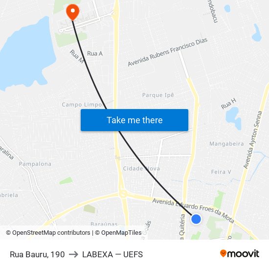 Rua Bauru, 190 to LABEXA — UEFS map