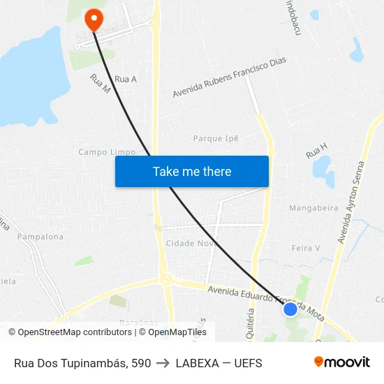 Rua Dos Tupinambás, 590 to LABEXA — UEFS map
