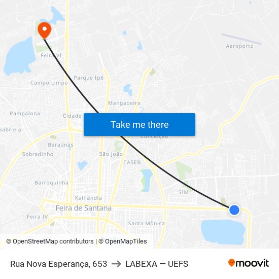 Rua Nova Esperança, 653 to LABEXA — UEFS map