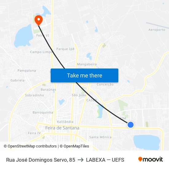 Rua José Domingos Servo, 85 to LABEXA — UEFS map