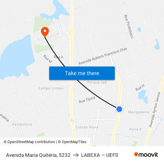 Avenida Maria Quitéria, 5232 to LABEXA — UEFS map