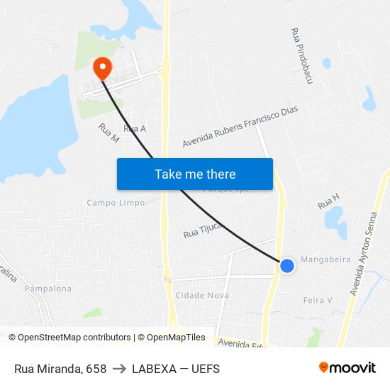 Rua Miranda, 658 to LABEXA — UEFS map