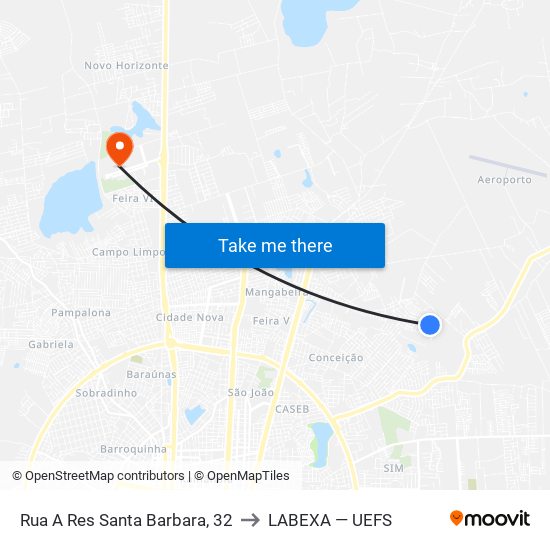 Rua A Res Santa Barbara, 32 to LABEXA — UEFS map