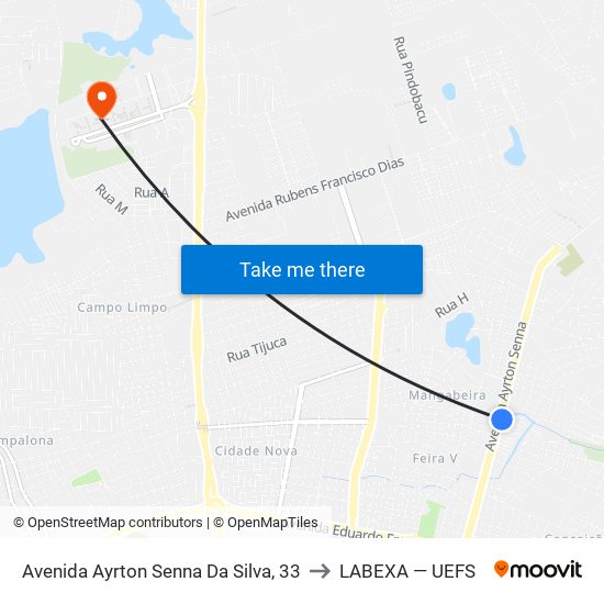 Avenida Ayrton Senna Da Silva, 33 to LABEXA — UEFS map