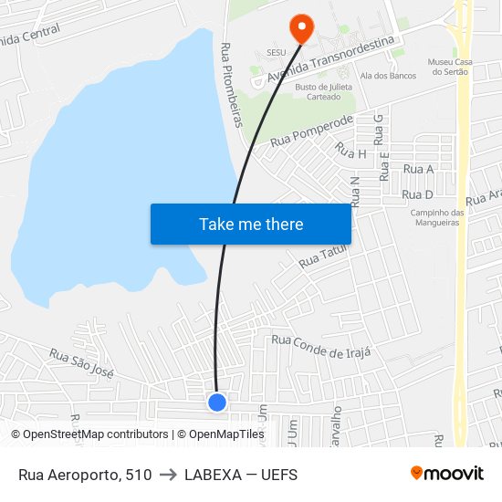 Rua Aeroporto, 510 to LABEXA — UEFS map