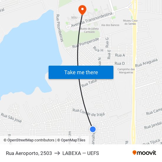 Rua Aeroporto, 2503 to LABEXA — UEFS map