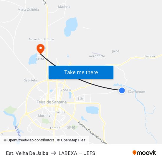 Est. Velha De Jaiba to LABEXA — UEFS map