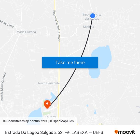 Estrada Da Lagoa Salgada, 52 to LABEXA — UEFS map