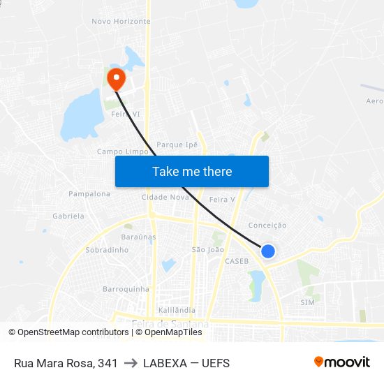 Rua Mara Rosa, 341 to LABEXA — UEFS map