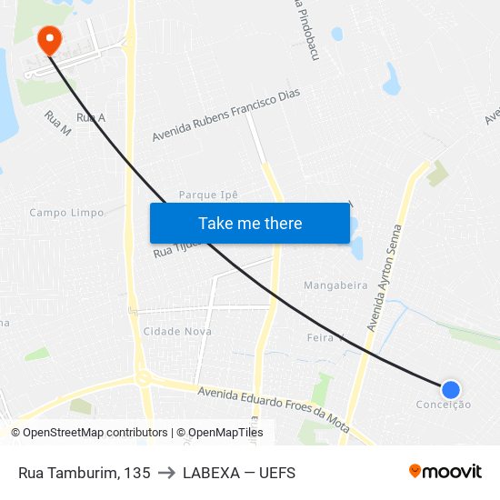 Rua Tamburim, 135 to LABEXA — UEFS map