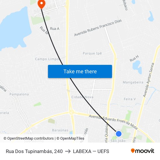 Rua Dos Tupinambás, 240 to LABEXA — UEFS map