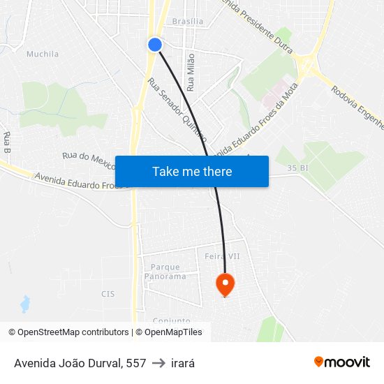 Avenida João Durval, 557 to irará map