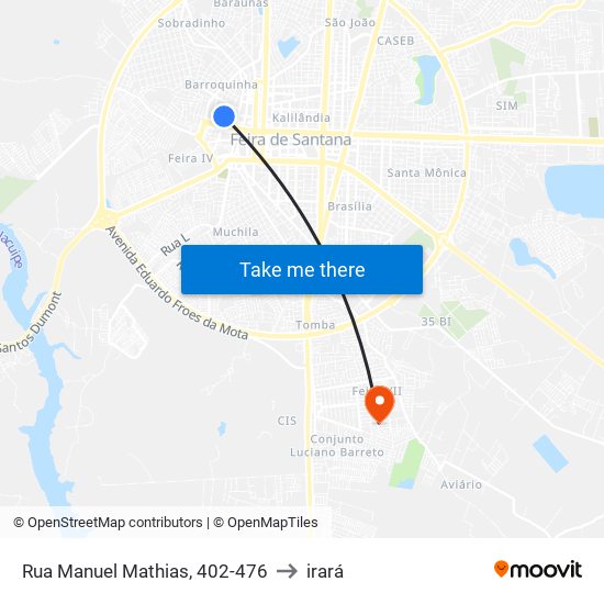 Rua Manuel Mathias, 402-476 to irará map