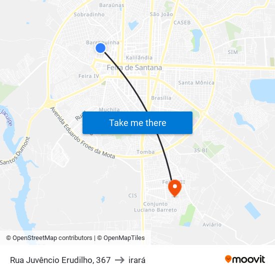 Rua Juvêncio Erudilho, 367 to irará map