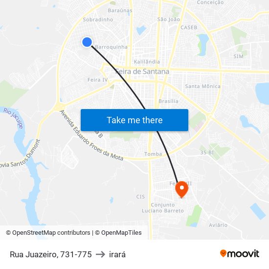 Rua Juazeiro, 731-775 to irará map