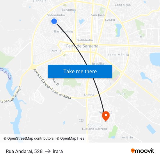 Rua Andaraí, 528 to irará map