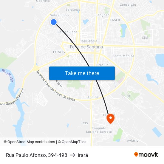 Rua Paulo Afonso, 394-498 to irará map