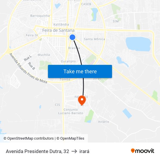 Avenida Presidente Dutra, 32 to irará map