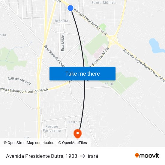 Avenida Presidente Dutra, 1903 to irará map