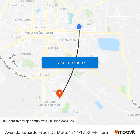 Avenida Eduardo Fróes Da Mota, 1714-1762 to irará map