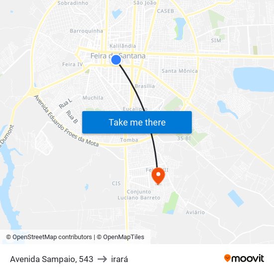 Avenida Sampaio, 543 to irará map