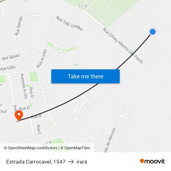 Estrada Carrocavel, 1547 to irará map