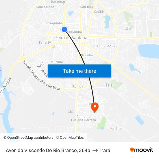 Avenida Visconde Do Rio Branco, 364a to irará map