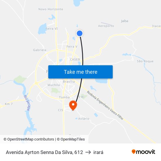 Avenida Ayrton Senna Da Silva, 612 to irará map