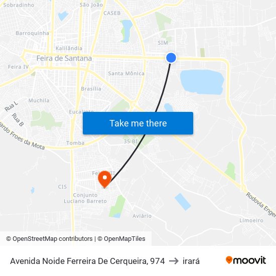 Avenida Noide Ferreira De Cerqueira, 974 to irará map