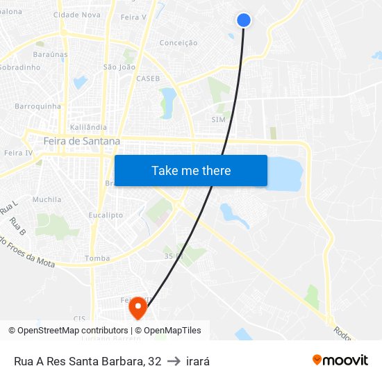 Rua A Res Santa Barbara, 32 to irará map