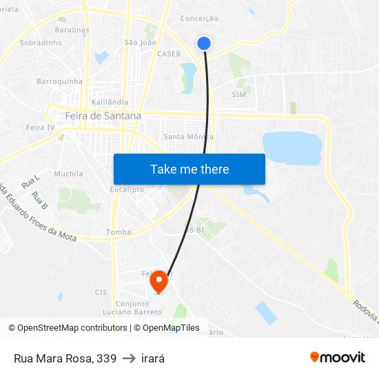 Rua Mara Rosa, 339 to irará map