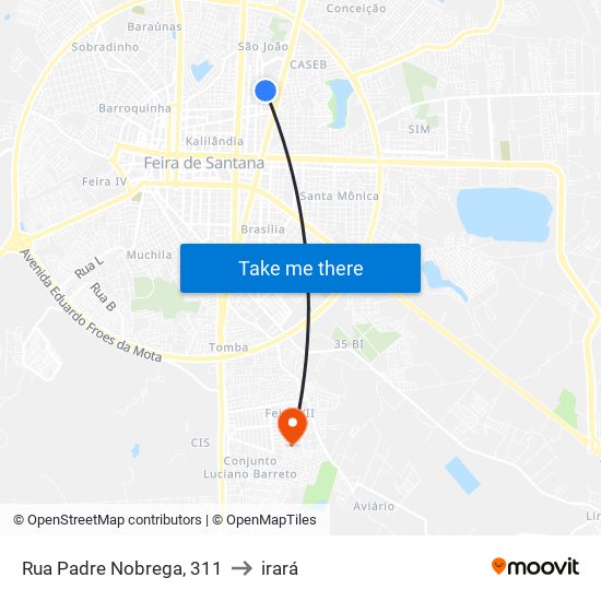 Rua Padre Nobrega, 311 to irará map