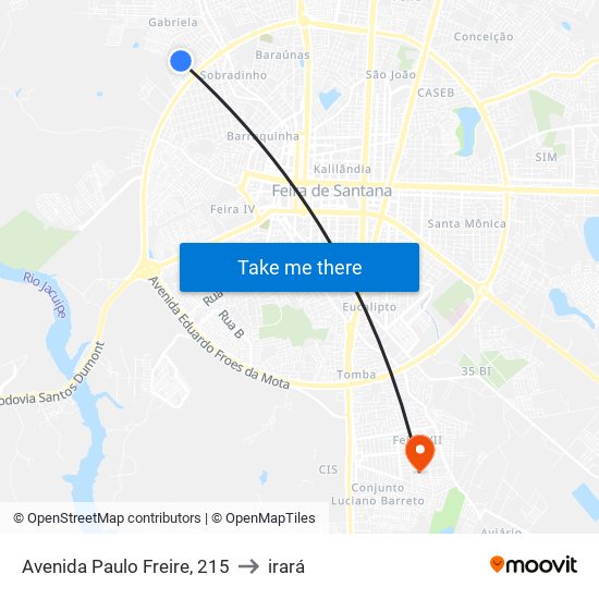 Avenida Paulo Freire, 215 to irará map