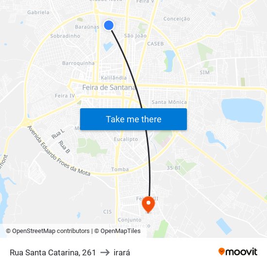 Rua Santa Catarina, 261 to irará map