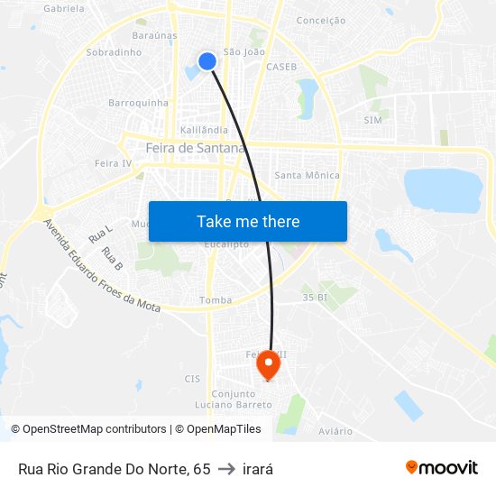 Rua Rio Grande Do Norte, 65 to irará map