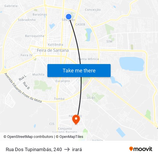 Rua Dos Tupinambás, 240 to irará map