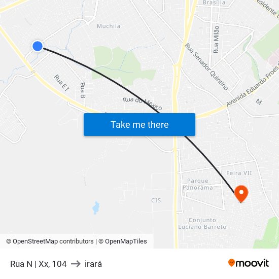 Rua N | Xx, 104 to irará map