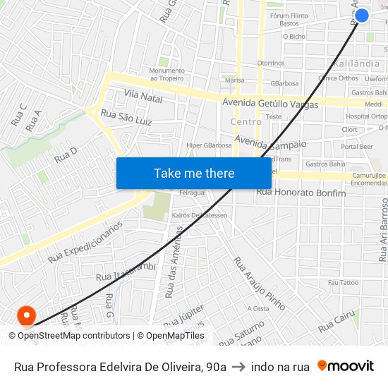 Rua Professora Edelvira De Oliveira, 90a to indo na rua map