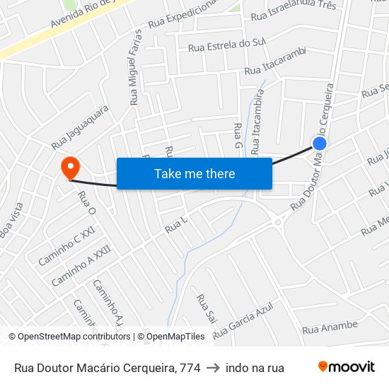 Rua Doutor Macário Cerqueira, 774 to indo na rua map