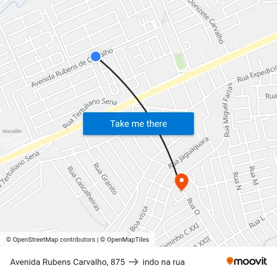 Avenida Rubens Carvalho, 875 to indo na rua map