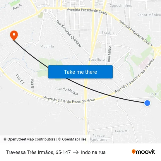 Travessa Três Irmãos, 65-147 to indo na rua map